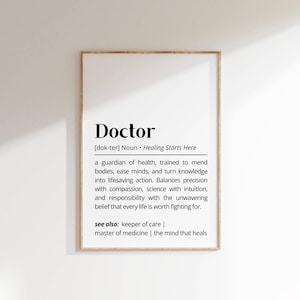 Doctor Definition Print Medical Office Wall Art Doctor Gift White Coat Coworker Gift Minimalist Typography Poster Healthcare Decor Printable