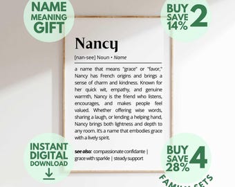 Nancy Name Meaning Print | Personalized Gift | Nursery Wall Art | Instant Digital Download