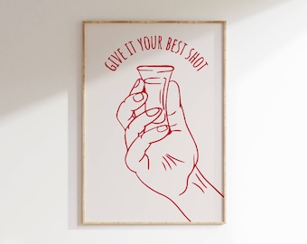 Tequila Shot Bar Art Print: Modern Alcohol Poster (Digital Download)