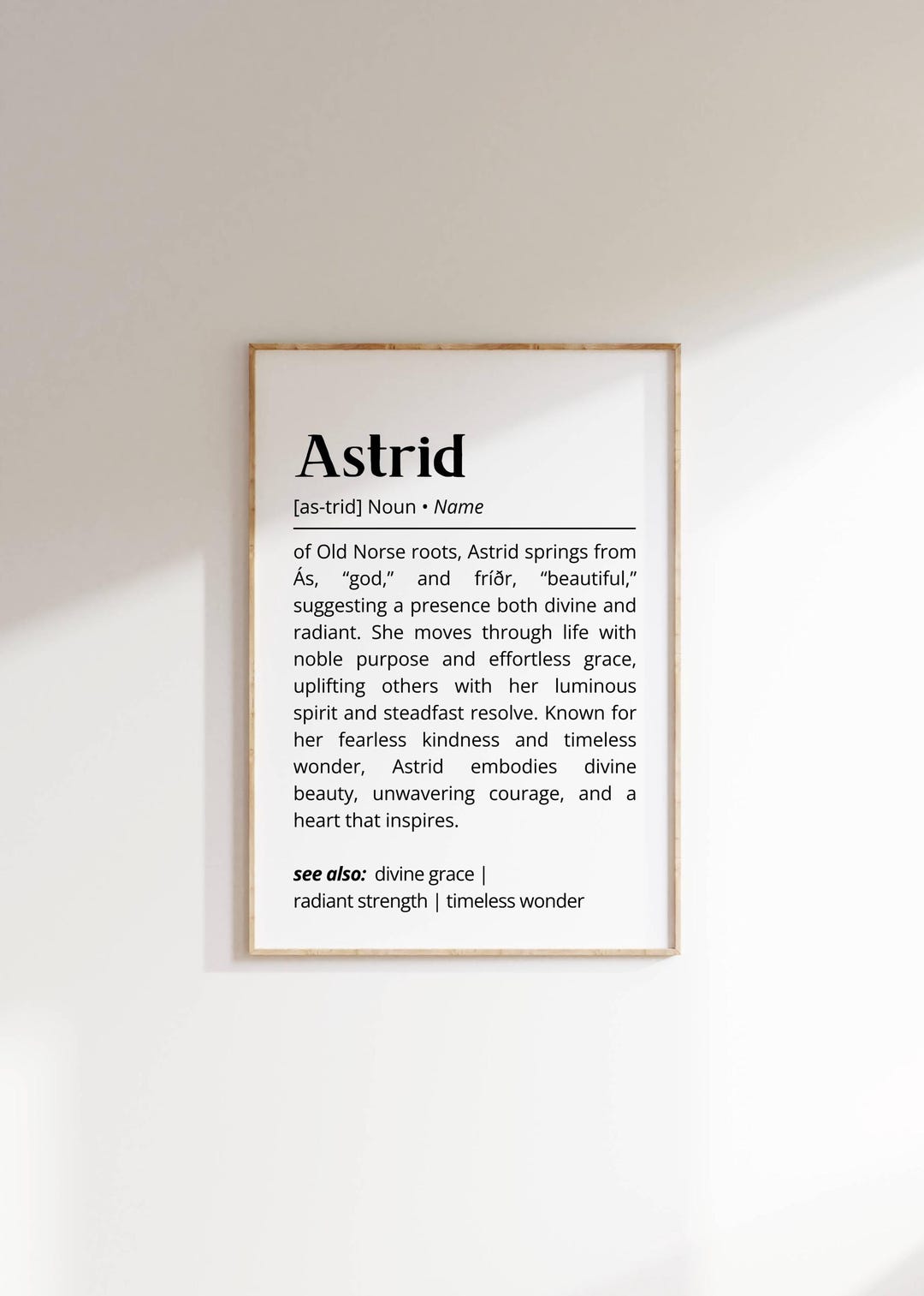 Astrid Name Meaning Print | Personalized Gift | Nursery Wall Art ...