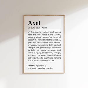 Axel Name Definition Wall Art Positive Name Meaning Personalized Gift for New Mom Baby Shower Printable Poster Typography Nursery Art Decor