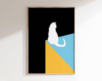Minimalist Cat Art Print: Abstract Geometric Poster (Digital Download)