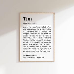 Tim Name Meaning Print: Minimalist Typography Wall Art (Digital Download)