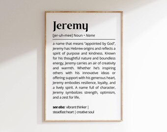 Jeremy Name Meaning Print | Personalized Gift | Nursery Wall Art | Instant Digital Download