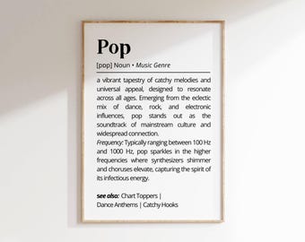 Pop Music Definition Print: Minimalist Typography Art (digital