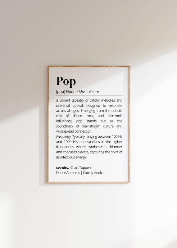 Pop Music Definition Print: Minimalist Typography Art (digital