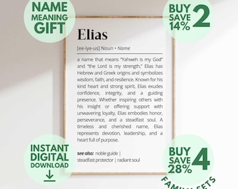 Elias Name Meaning Print | Personalized Gift | Nursery Wall Art | Instant Digital Download