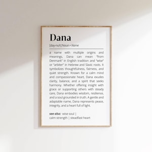 Dana Name Definition Wall Art Personalized Name Meaning Gift for Her or Him Minimalist Typography Poster Baby Shower Printable Nursery Decor