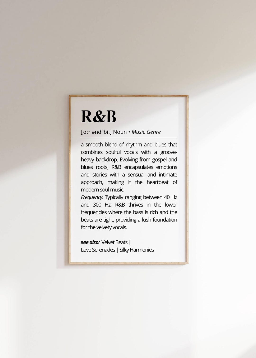 R&B Music Definition Art: Soulful Genre Typography Print (digital