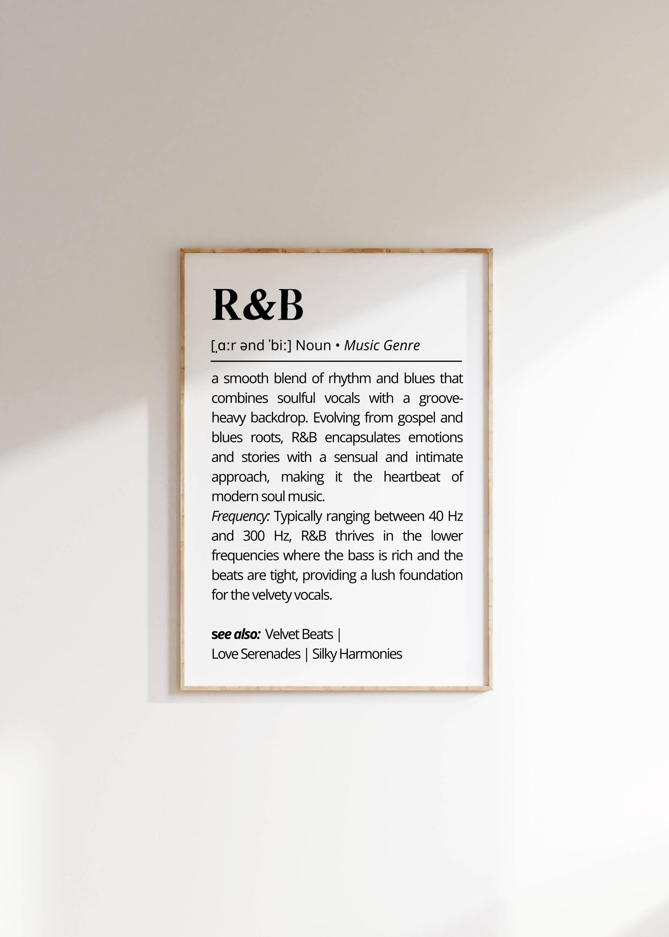 R&B Music Definition Art: Soulful Genre Typography Print (digital