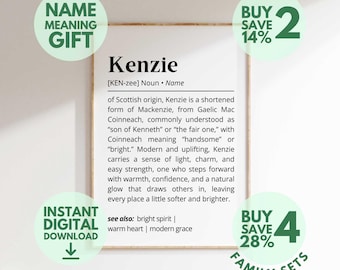 Kenzie Name Meaning Print | Personalized Gift | Nursery Wall Art | Instant Digital Download