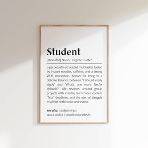 Student Definition Wall Art Funny Relatable Printable Decor Perfect Gift for College Students Dorm RoomPersonalized Gift Idea Minimalist Art