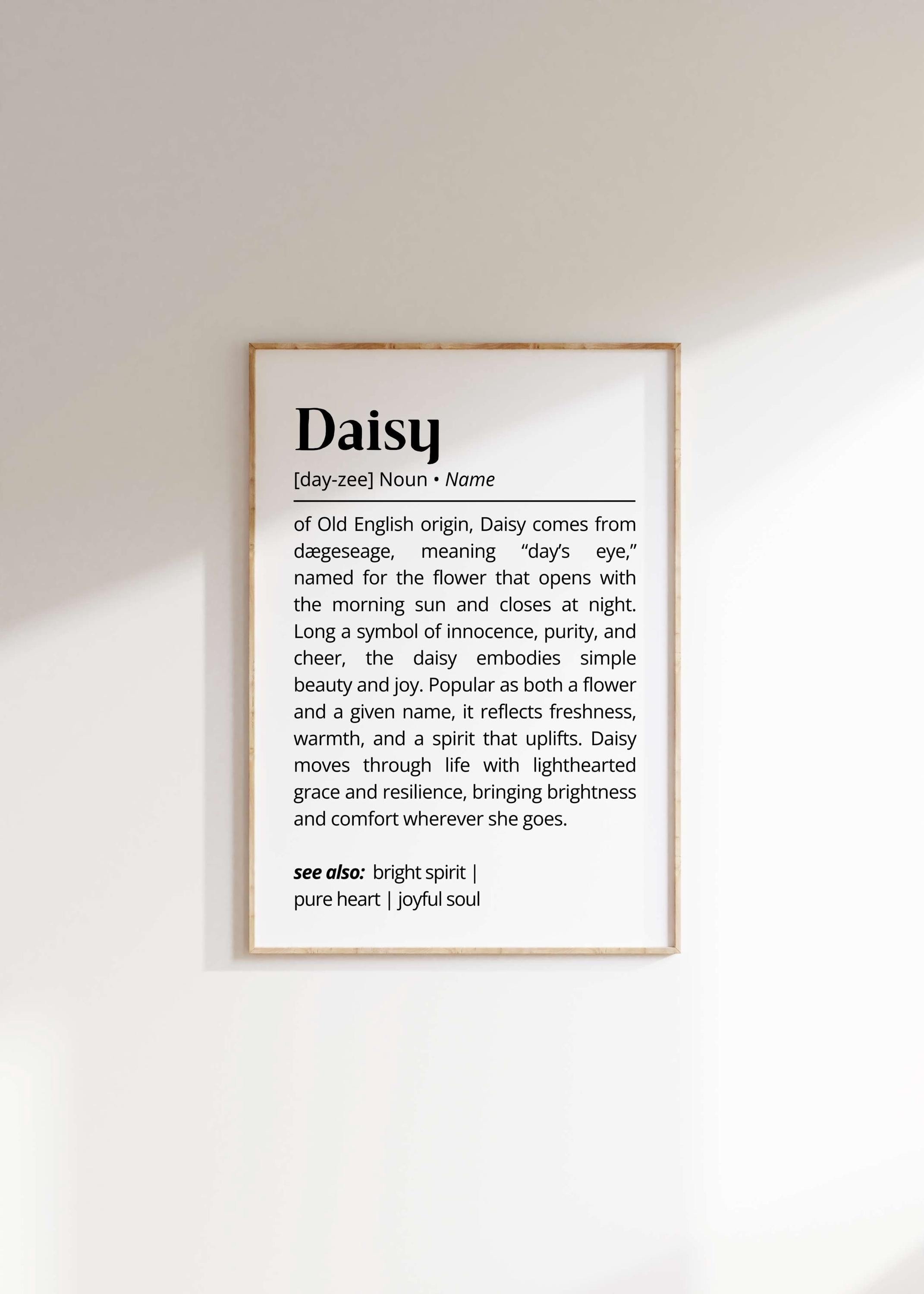 Daisy Name Meaning Print | Personalized Gift | Nursery Wall Art