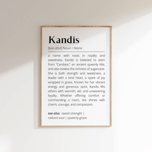 Kandis Name Meaning Print: Minimalist Personalized  Nursery Decor (Digital Download)