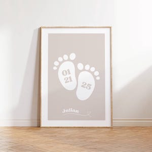 Personalized Baby Birth Print Minimalist Footprint Wall Art Custom Birth Date Poster Newborn Gift for Parents Nursery Decor Digital Download