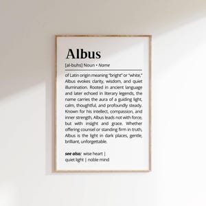 Albus Name Meaning Print: Minimalist Nursery Decor (Digital Download)