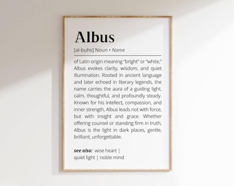 Albus Name Meaning Print | Personalized Gift | Nursery Wall Art | Instant Digital Download