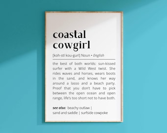 Coastal Cowgirl Definition Art Print: Beachy Western Decor (Digital Download)