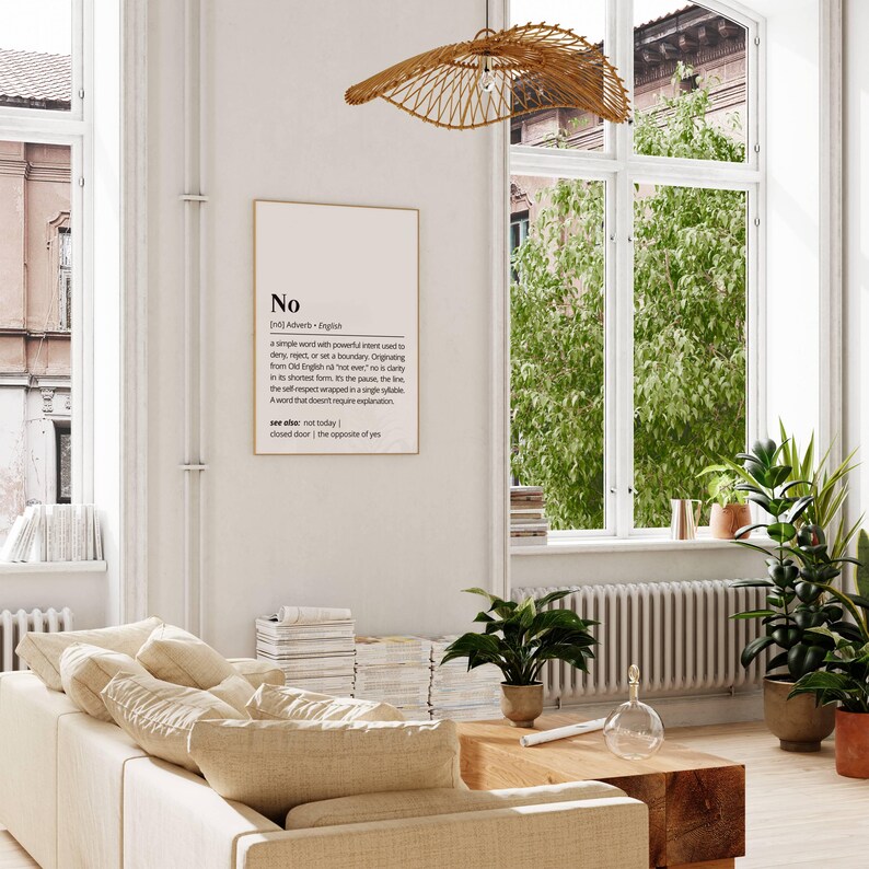 No Definition Printable Wall Art Empowering Typography as Art Poster The Meaning of No Minimalist Boundary Quote Print Fun Home Gift Decor