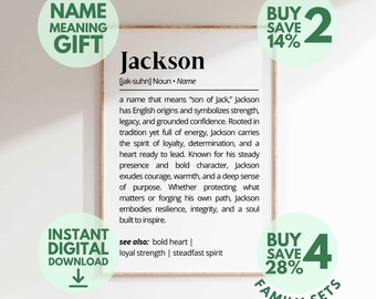 Jackson Name Meaning Print | Personalized Gift | Nursery Wall Art | Instant Digital Download
