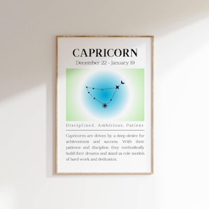 Capricorn Zodiac Constellation Printable Wall Art Astrology Sign Poster Motivational Capricorn Home Decor Stars & celestial Sign Gift Poster