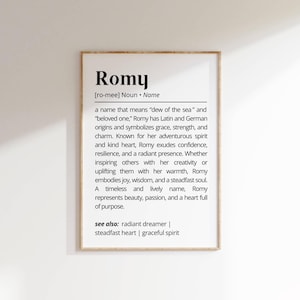 Romy Name Meaning Print: Personalized Typography Wall Art (Digital Download)