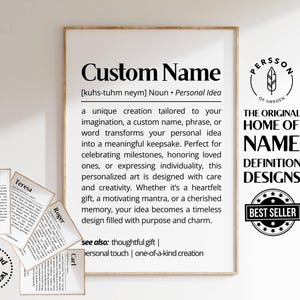 Custom Name Word or Phrase Definition Personalized Gift Print Minimalist Personal Decor Unique Housewarming Gift Idea as Wall Art Printable