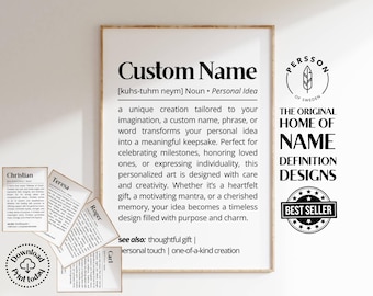 Custom Name Word or Phrase Definition Personalized Gift Print Minimalist Personal Decor Unique Housewarming Gift Idea as Wall Art Printable