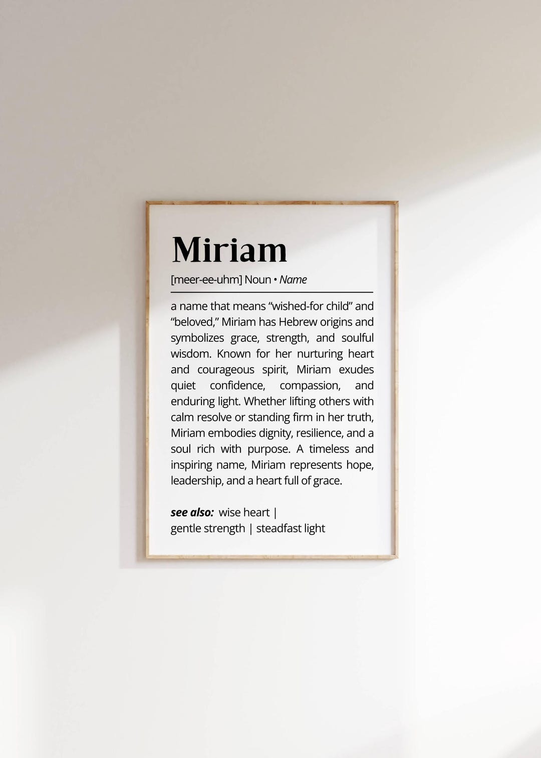 Miriam Name Meaning Print | Personalized Gift | Nursery Wall Art ...