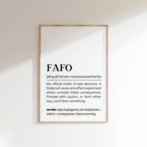 FAFO Definition Print: Funny Sarcastic Office Wall Art (Digital Download)