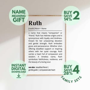 Ruth Name Meaning Print | Personalized Gift | Nursery Wall Art | Instant Digital Download