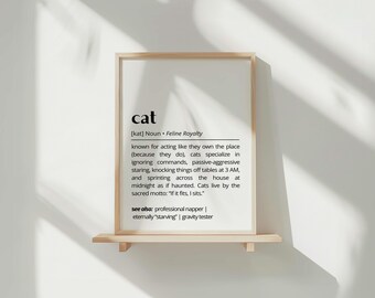 Funny Cat Definition Art Print: Feline Humor Poster (Digital Download)