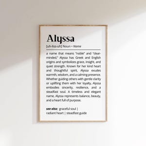 Alyssa Name Meaning Print: Minimalist Typography, Nursery Decor (Digital Download)