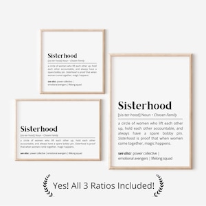 Sisterhood Definition Printable Wall Art Minimalist Personalized Gift for Her Family Friends Decor Inspirational Present Gift Card or Poster