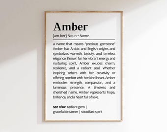 Amber Name Meaning Print | Personalized Gift | Nursery Wall Art | Instant Digital Download