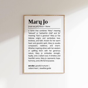 Mary Jo Name Meaning Print: Personalized Typography Wall Art (Digital Download)