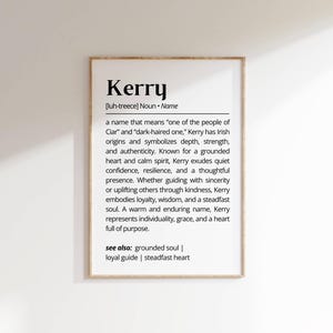 Kerry Name Definition Wall Art Personalized Name Meaning Gift for Him Minimalist Typography Poster Baby Shower Printable Nursery Art Decor