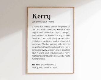 Kerry Name Meaning Print | Personalized Gift | Nursery Wall Art | Instant Digital Download