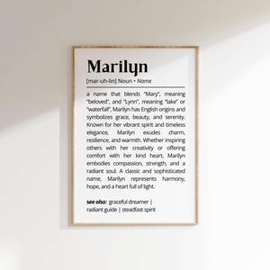 Marilyn Name Meaning Print: Personalized Typography Art (Digital Download)