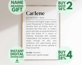 Carlene Name Meaning Print | Personalized Gift | Nursery Wall Art | Instant Digital Download