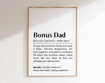 Bonus Dad Definition Art: Funny Stepdad Gift (Digital Download)