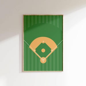 Baseball Field Wall Art Modern Sports Poster for Kids Room Nursery or Man Cave Minimalist Outlined Baseball Field Print Sports Decor Gift