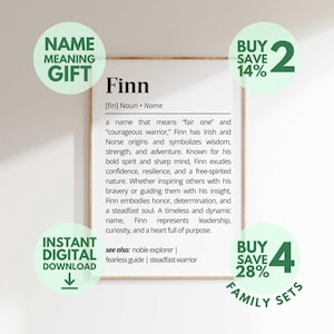 Finn Name Meaning Print | Personalized Gift | Nursery Wall Art | Instant Digital Download