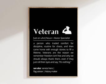 Veteran Definition Print: Patriotic Military Wall Art (Digital Download)