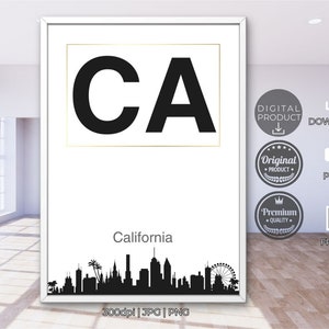 California CA State in Abbreviation Minimalist Wall Art Modern Typography Posters Personalized Wall Hanging Usa State Initials Elegant Decor