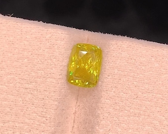 Natural Sphene Gemstone: 1.30 Carat Golden Yellow Cushion Cut