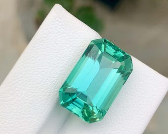 Natural Green Spodumene (Hiddenite) – 16.40 Carat Emerald Cut Gemstone From Afghanistan| Handpicked by AQGEMSTONE