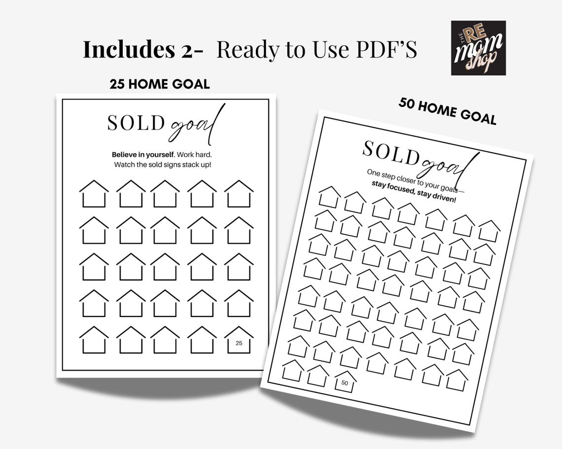 Sold Goal Chart Real Estate Sales Goal Chart | Home Sold Tracker (PDF Download) - Etsy
