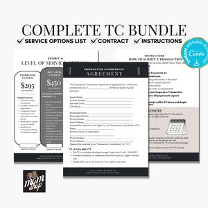 Transaction Coordinator Editable Contract TC Service Menu Transaction Coordinator Rates Transaction Marketing Canva Designs for TC
