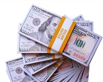 50 or 100pcs, 100 Dollar bill Replica Prop Money for Pranks, Movie & Film Production